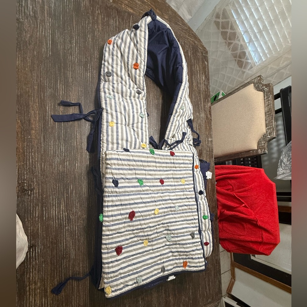 Striped Baby Crib Cover with Colorful Accents